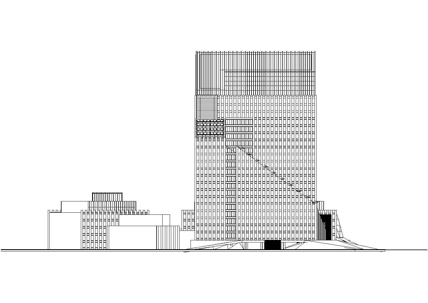 某生态型办公楼su模型CAD平面布置参考图