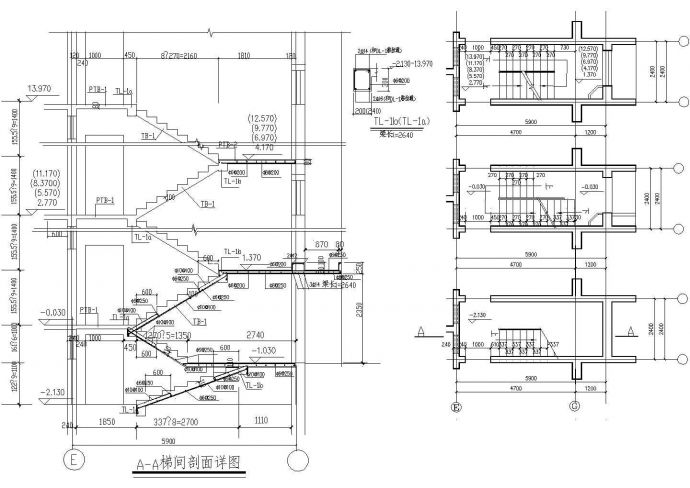 粮库住宅3号楼楼梯结构建筑设计CAD方案详图_图1