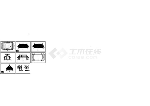 某大雄宝殿建筑设计方案图纸(CAD，8张图纸)-图一