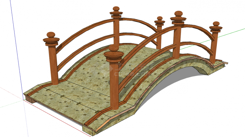 新中式风格拱桥SU模型设计-图二