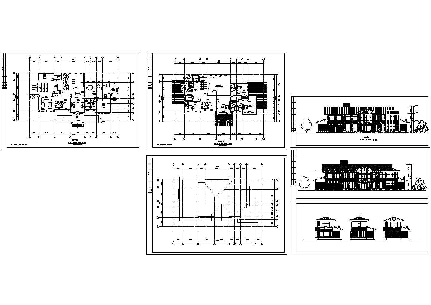 某农村2层砖混结构独立别墅设计cad全套建施图带立体效果图（甲级院设计）