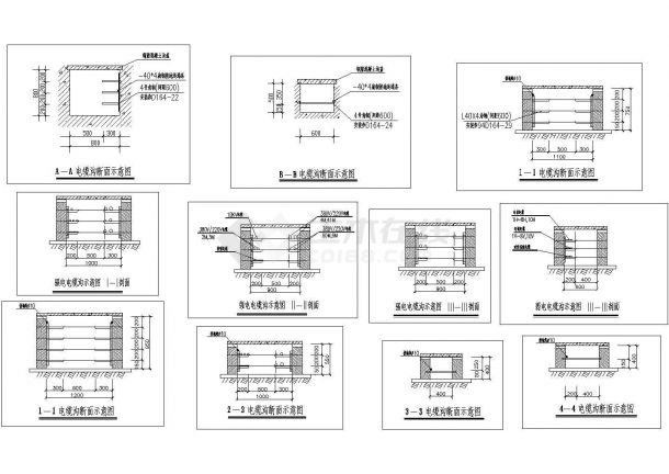 经典电气工程电缆沟设计cad施工大样图纸（标注详细，11张图）-图一
