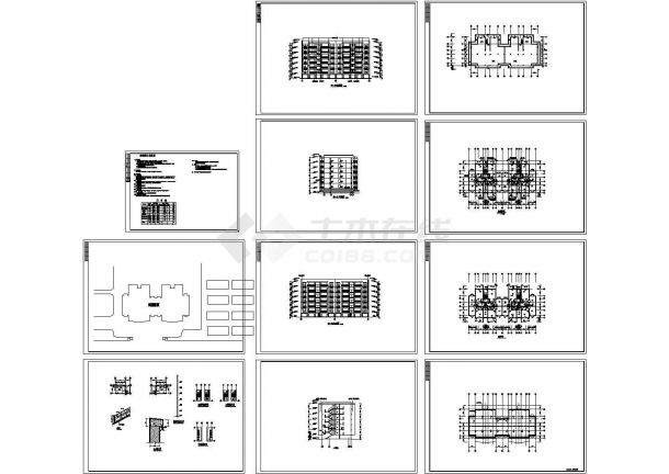 七层二单元对称户型城市小区住宅设计施工图-图一