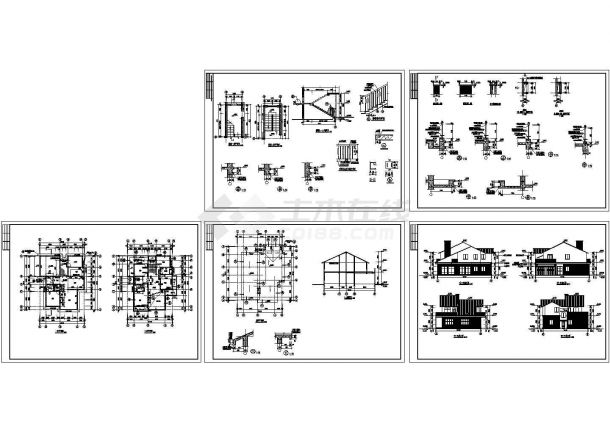 某二层东南亚风格别墅建筑施工图纸（CAD，5张图纸）-图一