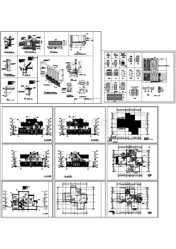 某二层东南亚风格别墅建筑施工图纸（11张图纸) （CAD，11张图纸）-图一