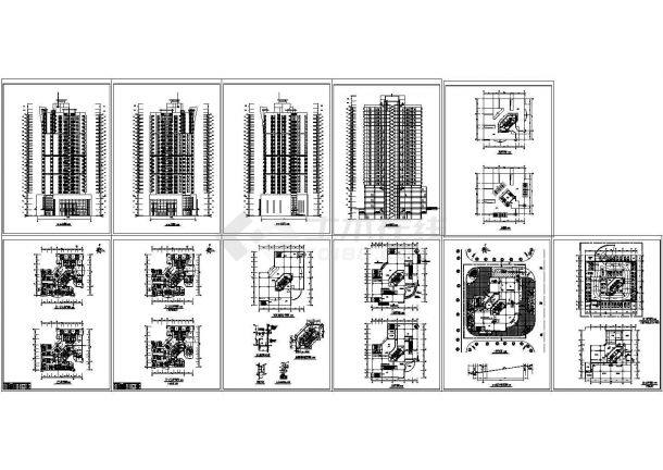 高层商住楼建筑设计施工cad图纸，共十一张-图一