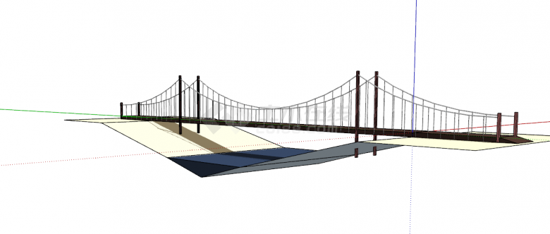 现代悬索桥SU模型设计-图一