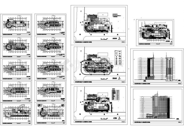 十九层高层办公大楼建筑设计施工cad图纸，共十六张-图一