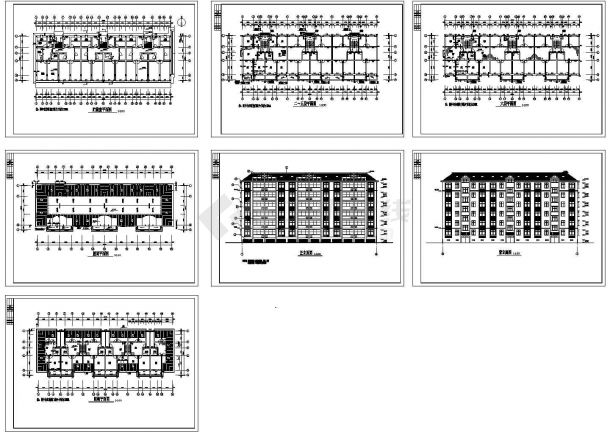 某小区六层住宅楼建筑设计CAD方案图（含屋顶设计）-图一
