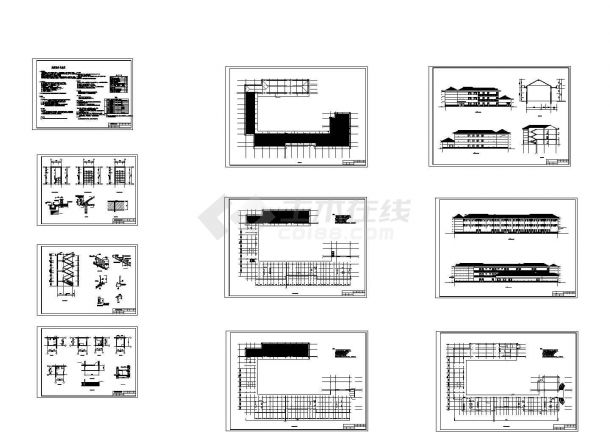 衢州市某三层养老院综合楼建筑方案图（cad，9张图纸）-图一