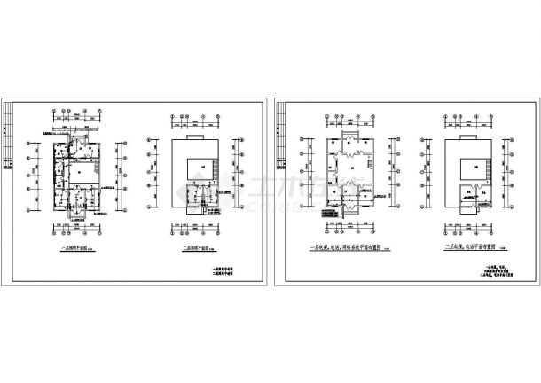 二层小区住宅楼电气系统设计施工cad图纸，共二张-图一