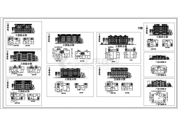多种住宅楼层户型建筑设计CAD方案图（含厂房平面设计）-图一