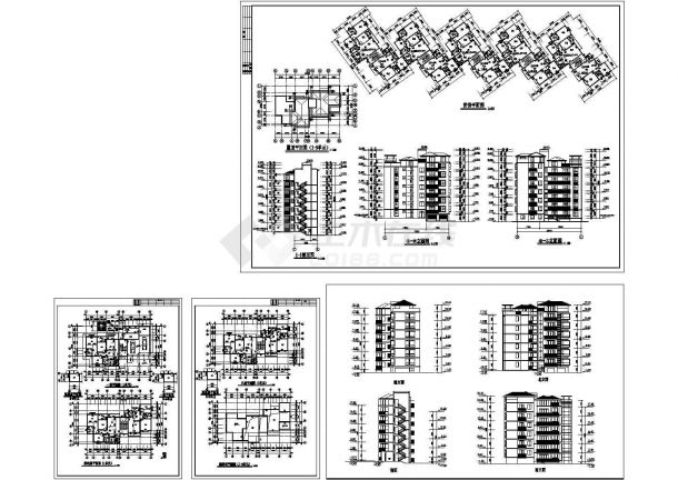 大川水岸六层住宅楼建筑设计CAD方案图（含屋顶平面设计）-图一