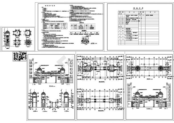 某地区框架结构小区大门 门卫室建筑施工图【设计说明】-图一