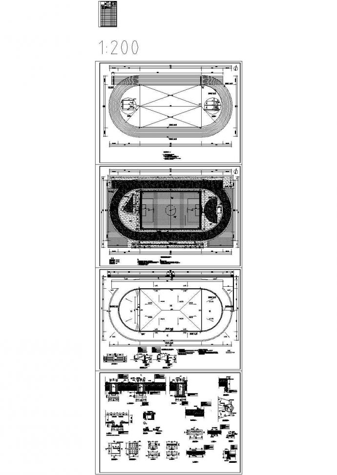 某学校标准300m跑道球场设计施工图（共4张）_图1