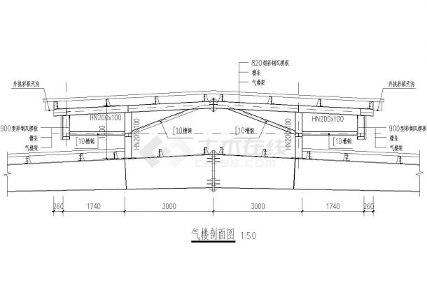 六米跨钢结构气楼规划参考图-图一