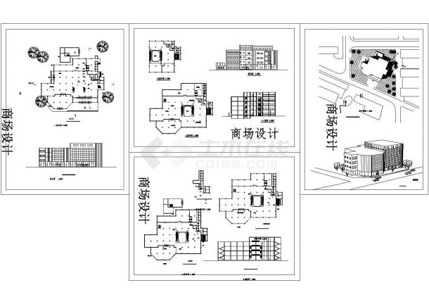 某3层商场建筑设计CAD方案图（含透视图设计）-图一