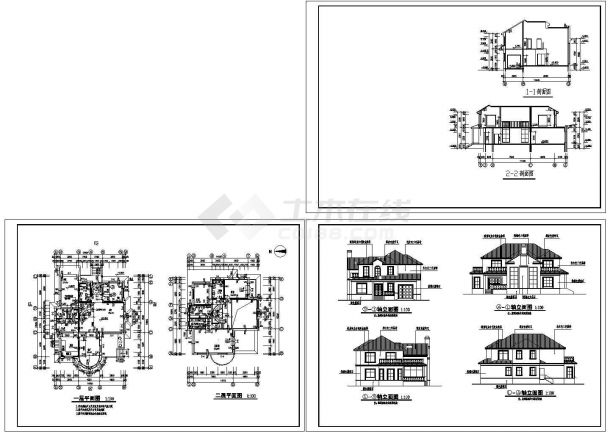 20套简约欧式风格别墅住宅建筑施工cad图纸-图一