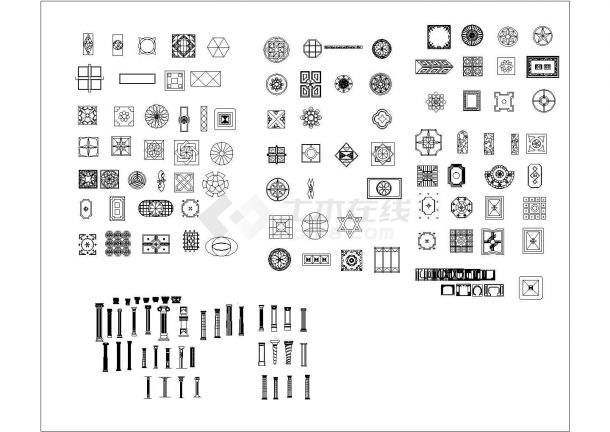 欧式构造的拼花及造形柱图集-图一