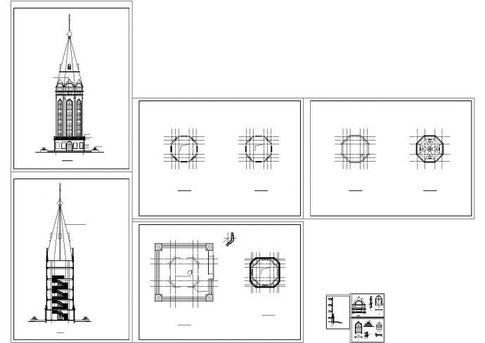 欧式观光塔建筑设计施工图纸_图1