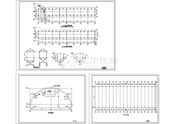 某大型工业厂区原材料堆场网架结构设计cad施工图-图二