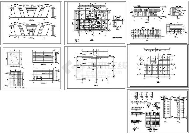 116平米某城区单层公厕建筑施工cad图，共七张-图一