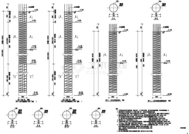 围护桩配筋节点构造CAD施工详图-图一