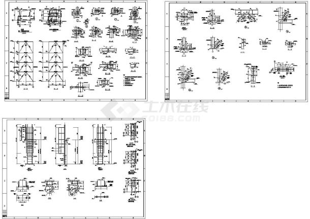 某工业钢平台的结构及节点设计cad施工图-图一