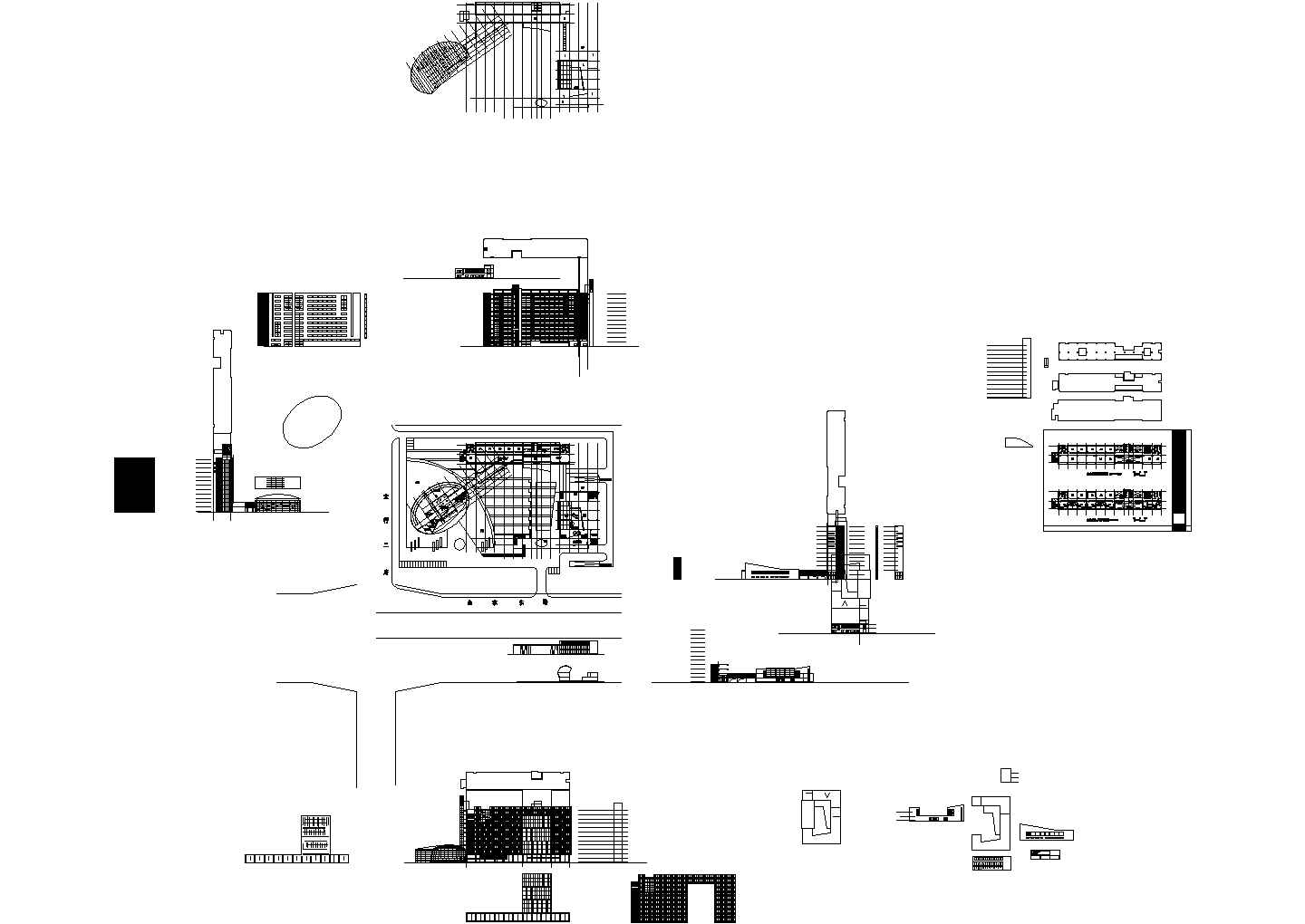 河南八层地质博物馆方案设计cad图，共九张