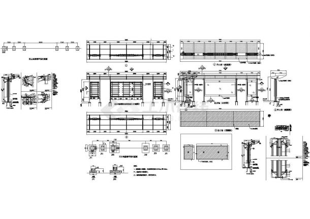 某巴士停靠站结构和装饰详细CAD施工图-图一