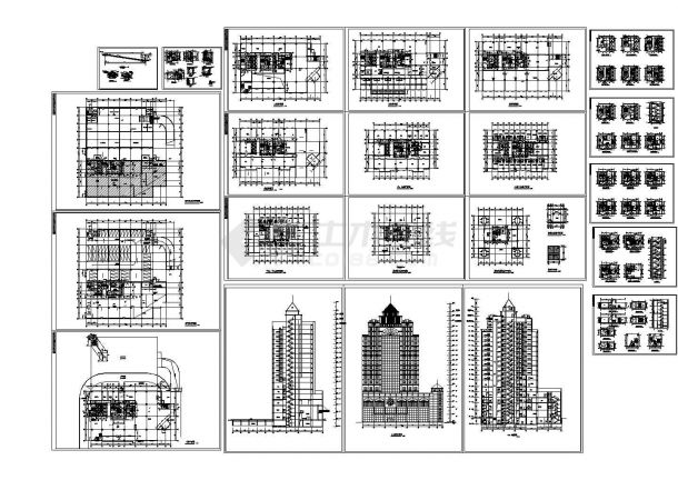 十八层高层酒店综合楼规划设计建筑施工cad图，共二十二张-图一