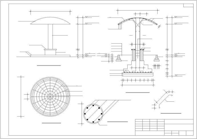 磨菇亭建筑设计CAD施工详图_图1