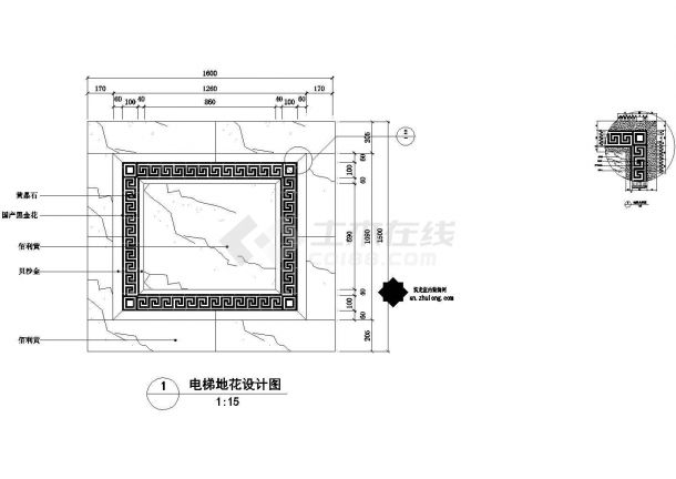 某高档花园小区入户大堂电梯间施工图-图二