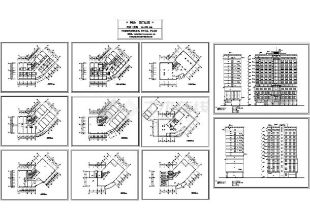 十三层城市酒店规划设计建筑施工cad图，共十一张-图一