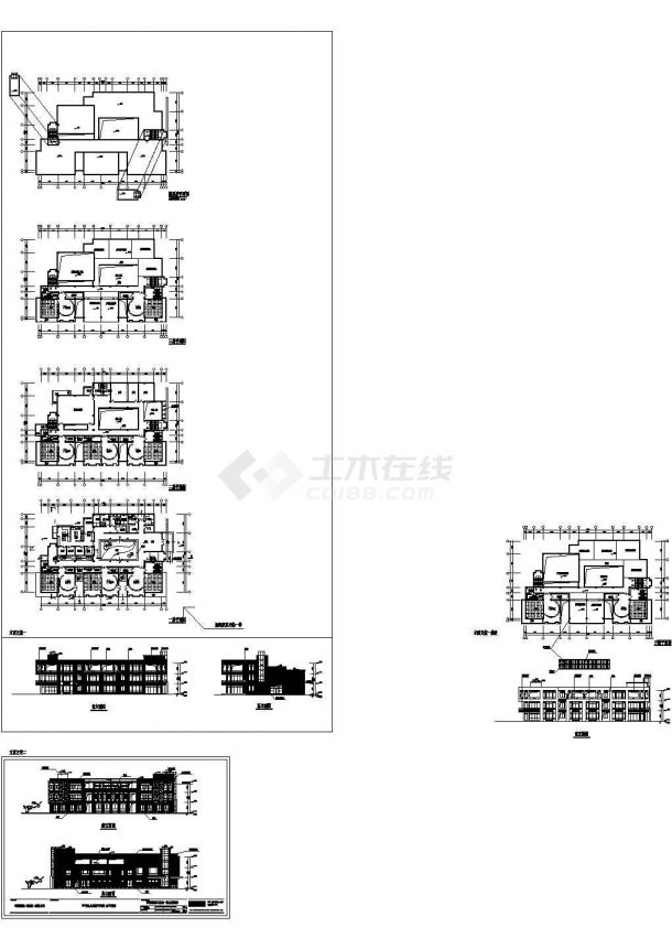 八班三层教学楼幼儿园规划设计建筑施工cad图，共八张-图一