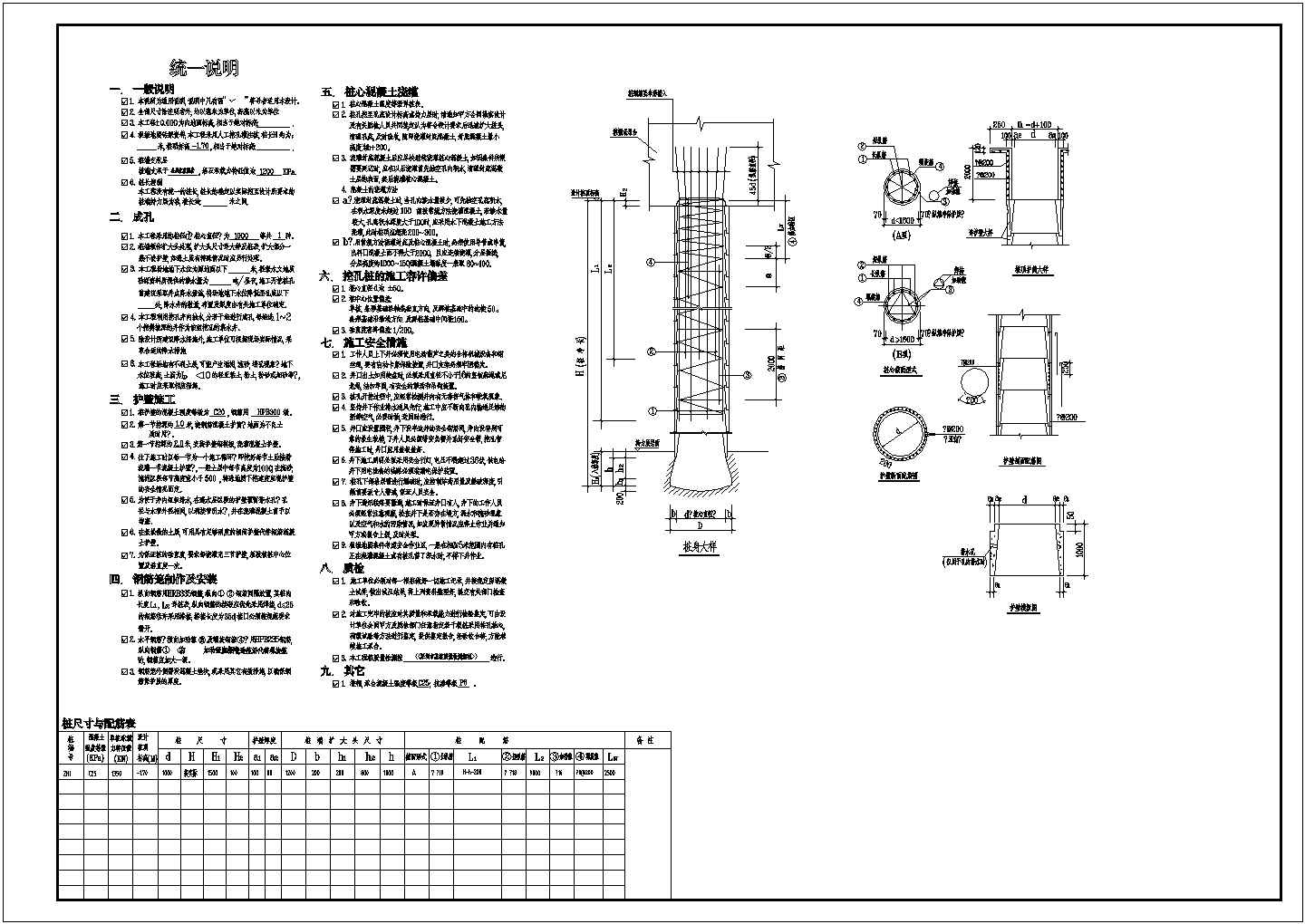 人工挖孔灌注桩节点构造详图