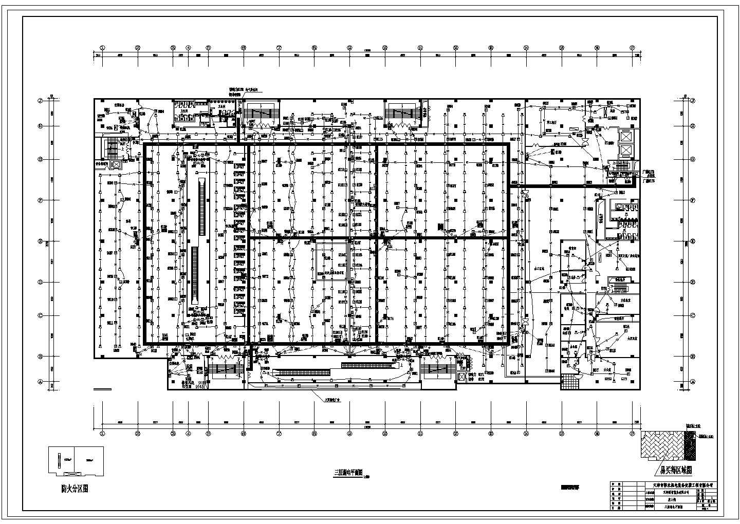 某综合商场消防设计图三层CAD构造详细完整节点图