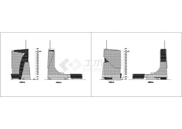 某市十九层东供电办公楼建筑施工cad图(含平面图，共二十张)-图一
