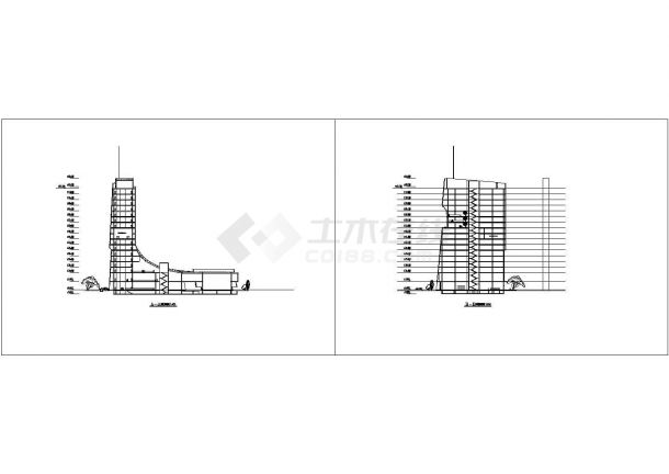 某市十九层东供电办公楼建筑施工cad图(含平面图，共二十张)-图二