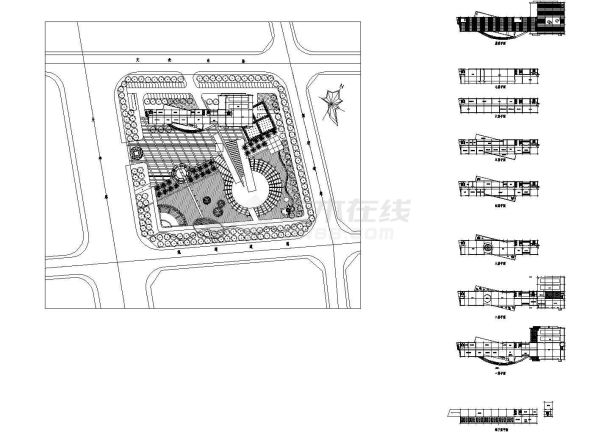 江阴七层日报办公楼建筑施工cad图，共十张-图一