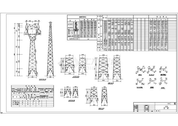 某经典铁塔全套结构详细cad设计图纸-图一