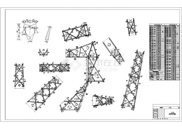 某经典铁塔全套结构详细cad设计图纸-图二
