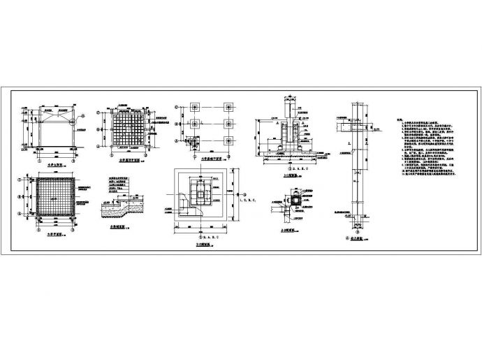 木廊架施工CAD图（cad，1张图纸）_图1