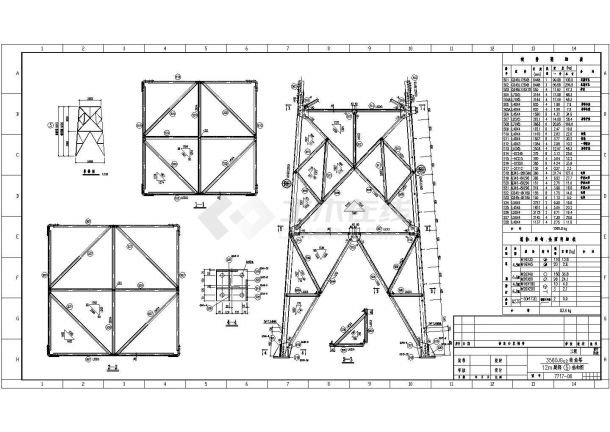 某含加高的铁塔全套结构cad设计图纸-图二