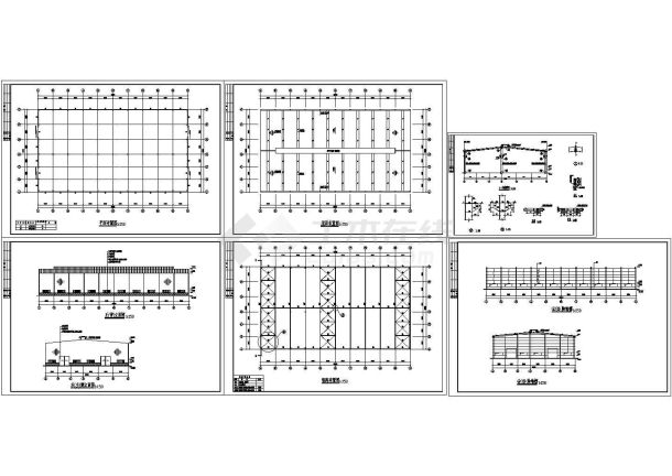 某33米跨钢结构厂房结构设计cad施工图纸-图一