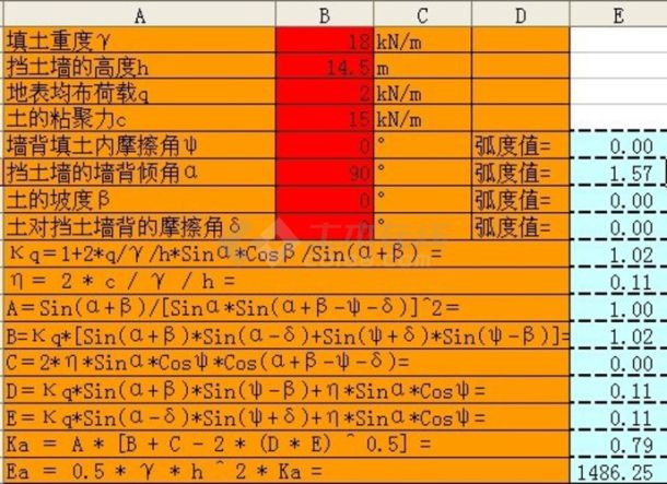 主动土压力计算(库仑、朗肯理论)