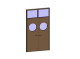 平开门-木质双扇带圆形观察窗（带亮子）图片1