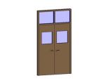 平开门-木质双扇带矩形观察窗（带亮子）图片1