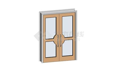 平开门-木质双扇镶玻璃门002