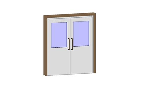 平开门-铝合金双扇玻璃门001_图1